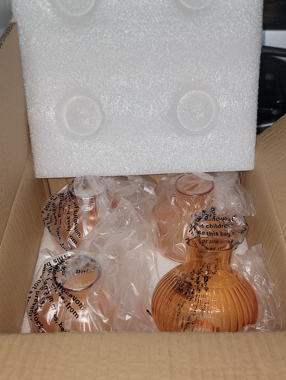 Room Essentials Amber Ribbed Glass Vases Set Of 4